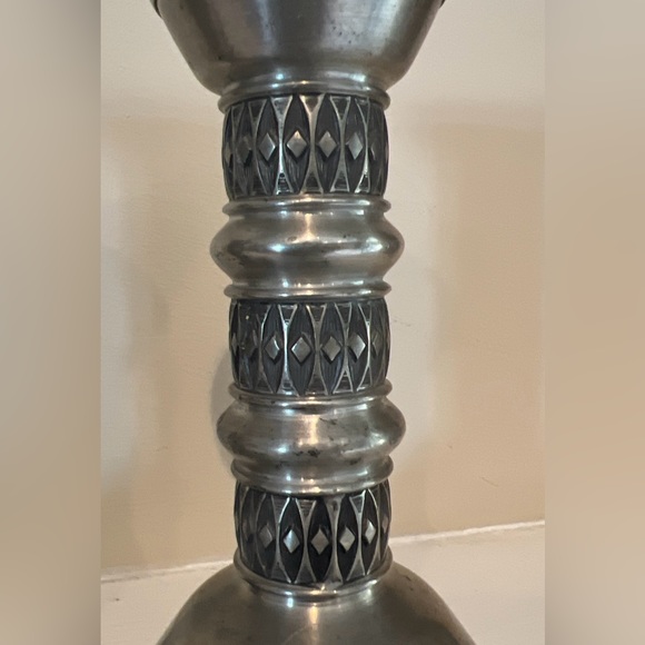 2 Scandinavian Minimalist Candlesticks Pewter Mastad Norway 103 Tin Zinn  50's - Picture 3 of 10